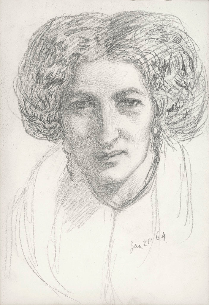 Detail of Head and shoulders portrait of a woman by John Brett