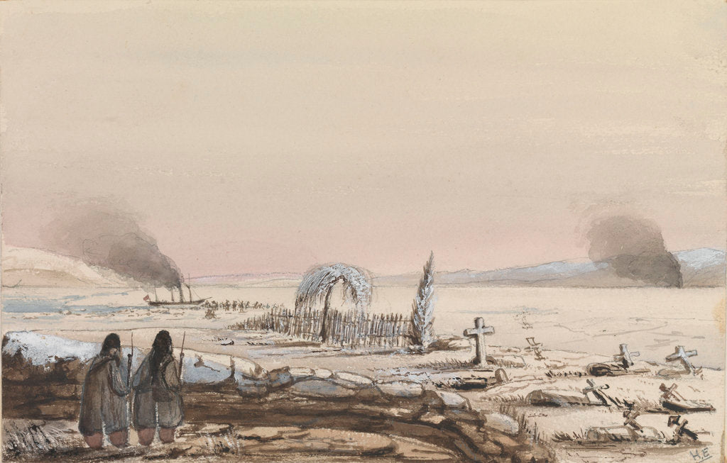 Detail of The Cemetry, Kinburn, 1855. HMS 'Tribune' cutting through the ice on the Dnieper by Harry Edmund Edgell