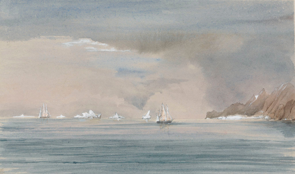 Detail of Icebergs off Cape Horn 1856 and showing HMS 'Tribune' by Harry Edmund Edgell