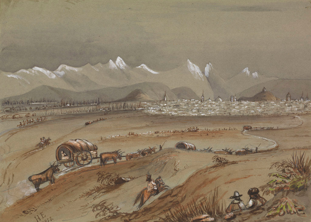 Detail of View of Santiago, Chile, 1857 showing the Andes by Harry Edmund Edgell