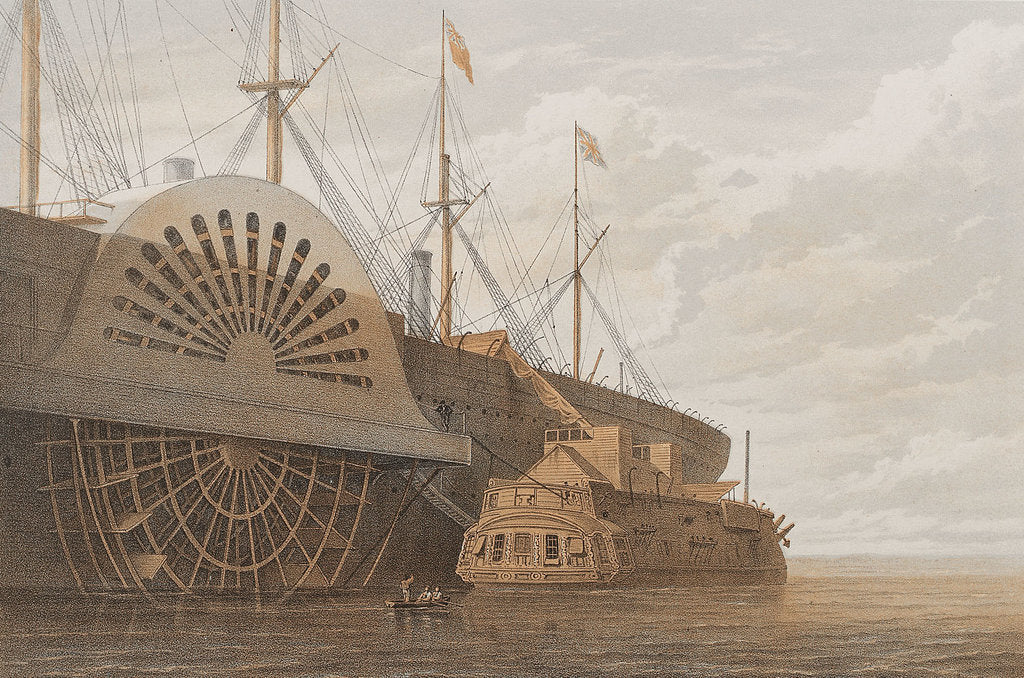 Detail of The old frigate with her freight of cable alongside the 'Great Eastern' at Sheerness by Thomas Picken