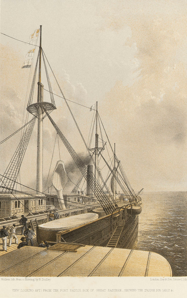 Detail of View (looking aft) from the port paddle box of 'Great Eastern' - showing the trough for cable &c by R. Dudley