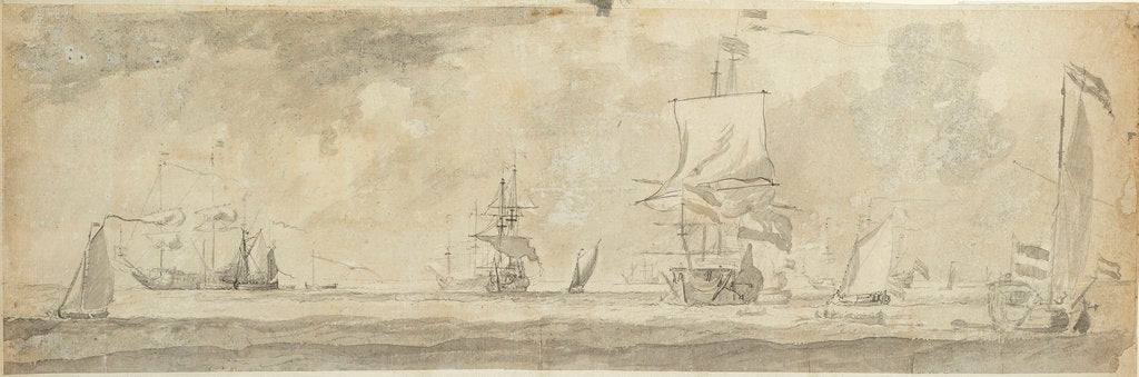 Detail of Dutch vessels at sea by Willem van de Velde the Elder