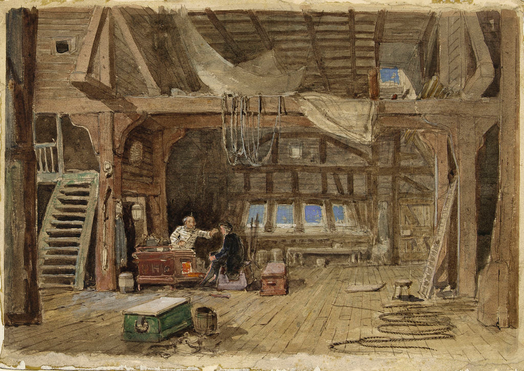 Detail of A sail maker's loft by William Roxby Beverley