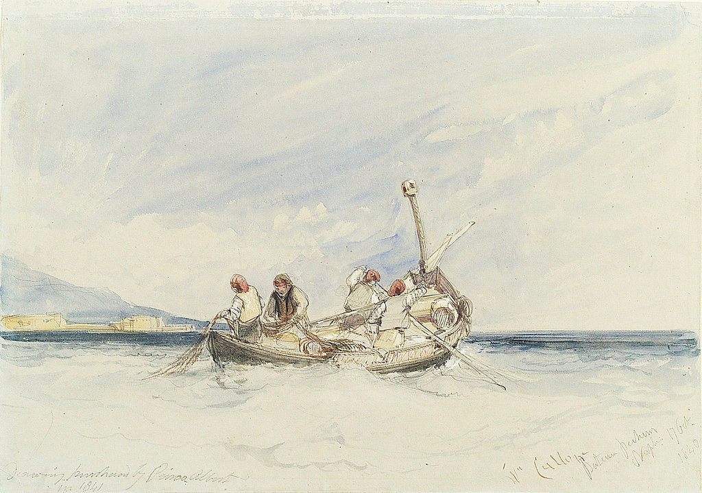 Detail of 'Bateau pecheur', fishing boats off Naples by William Callow