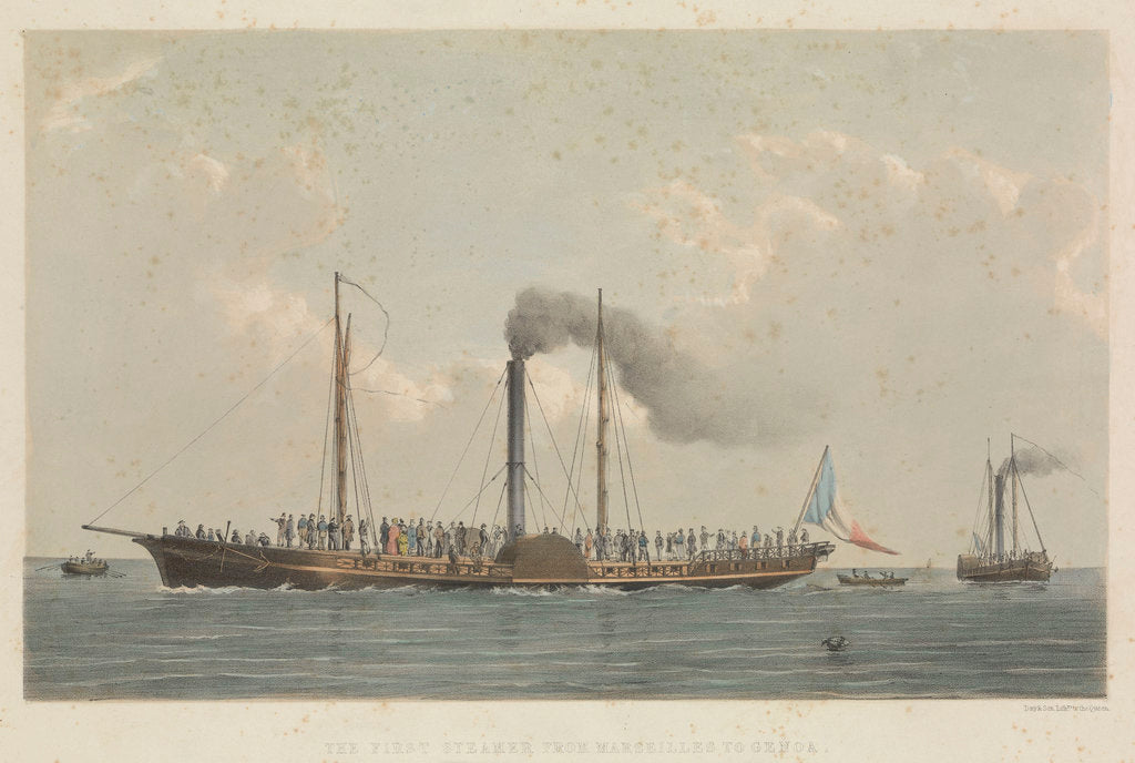 Detail of The first steamer from Marseilles to Genoa by Day & Son