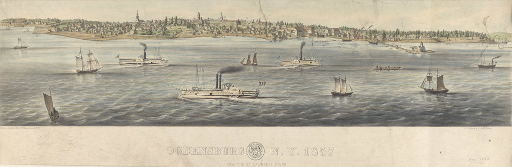 Detail of Ogdensburg, N.Y. 1857 by Henry P. Moore [artist]; L H Bradford & Co [engravers]