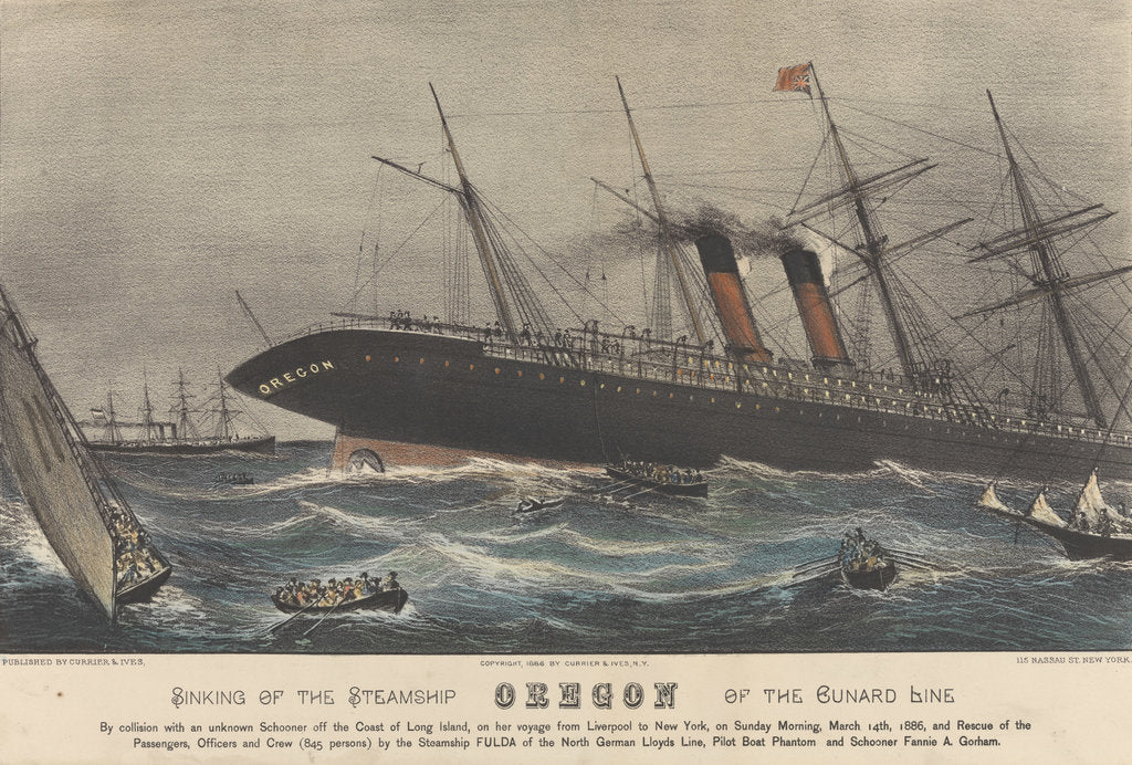 Detail of Sinking of the Steamship 'Oregon' by Currier & Ives