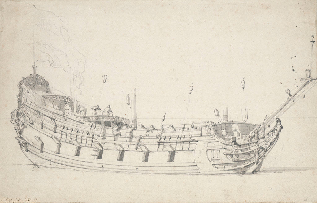 Detail of A Dutch frigate by Willem Van de Velde the Younger