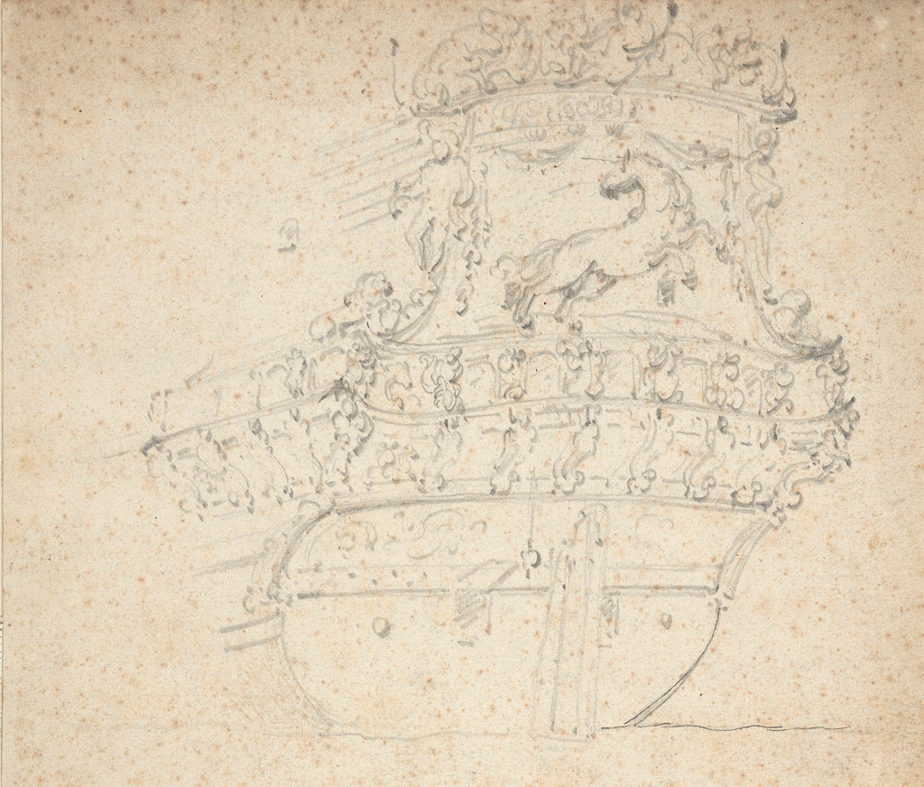 Detail of Stern of the 'Witte Eenhorn'? by Willem Van de Velde the Younger