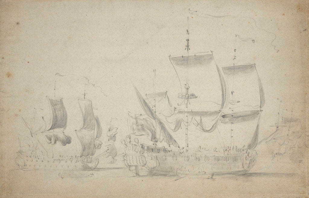 Detail of An English two-decker under easy sail by Willem van de Velde the Elder