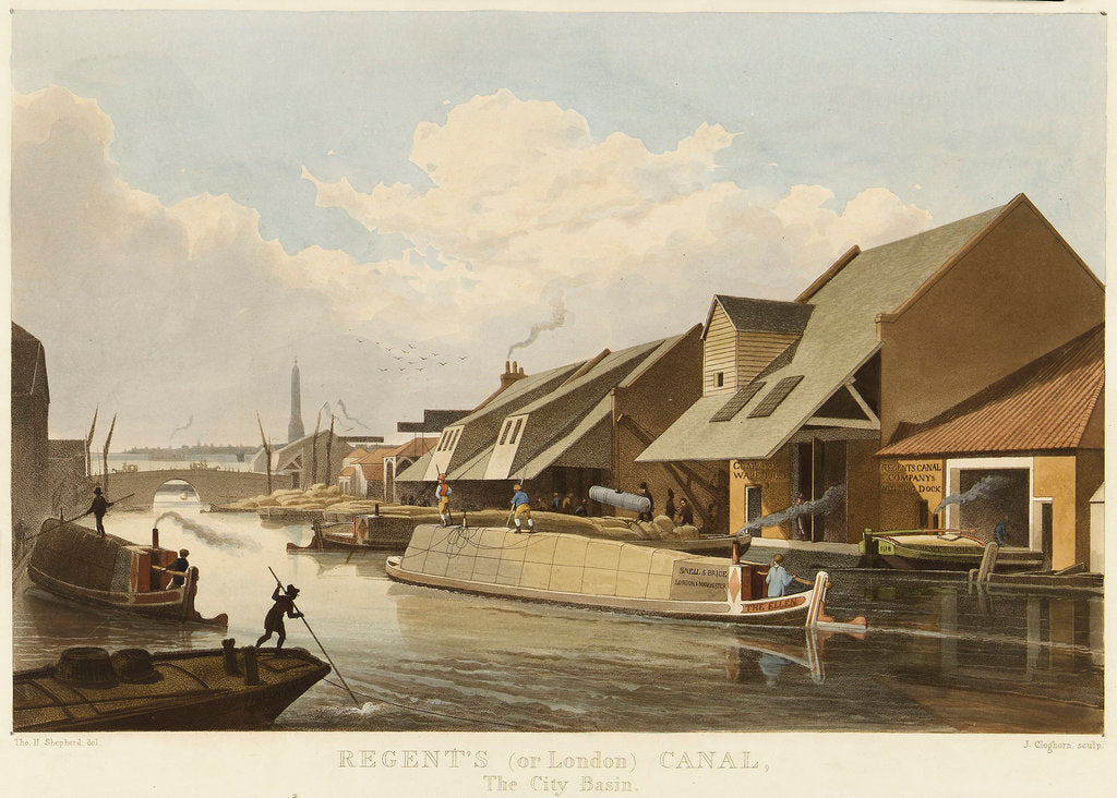 Detail of Regent's (or London) Canal, The City Basin by Thomas H. Shepherd
