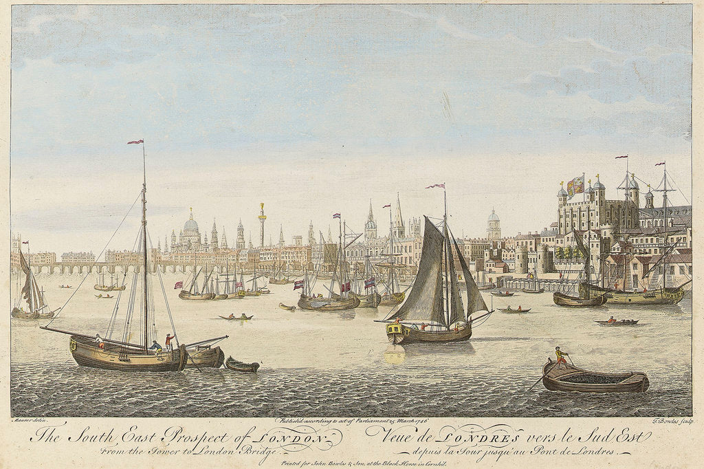Detail of The South East Prospect of London From the Tower to London Bridge by Maurer