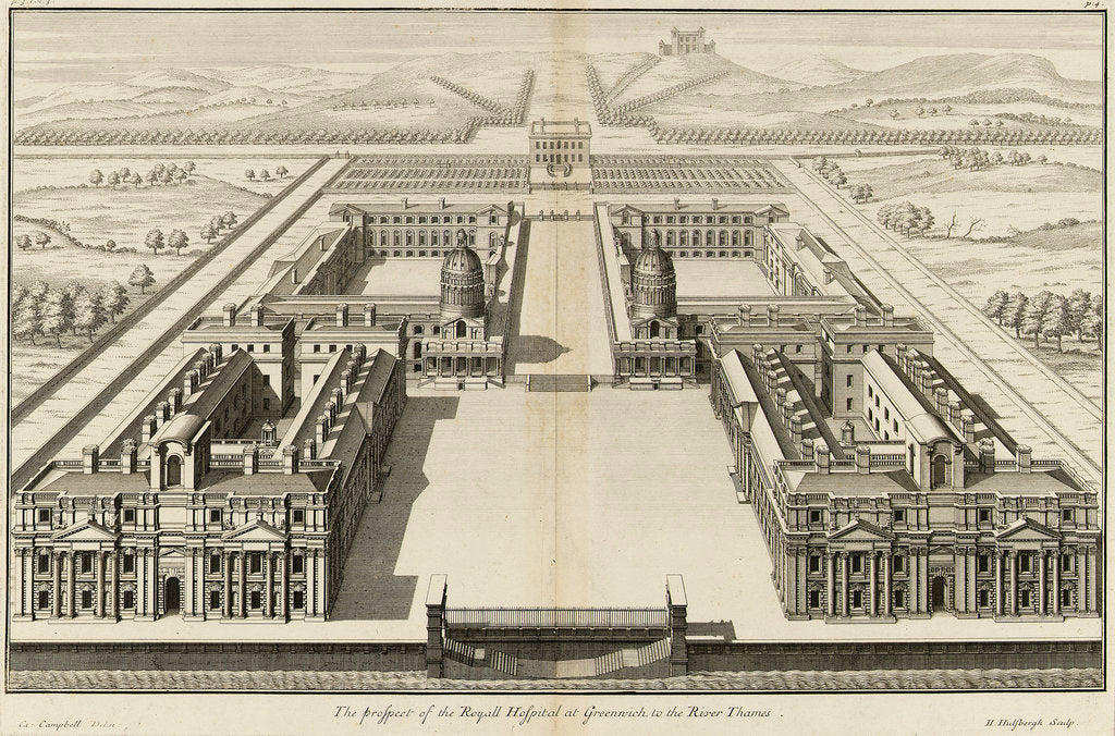 Detail of The prospect of the Royal Hospital at Greenwich to the Thames by Colen Campbell