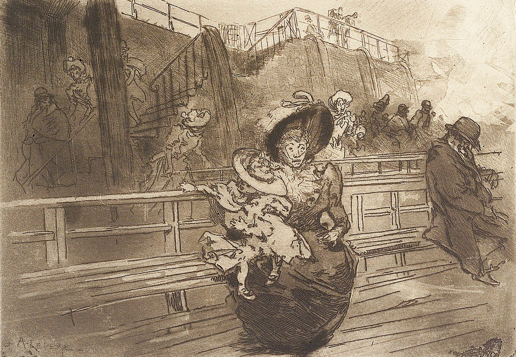 Detail of Departure from Greenwich. Scene on deck of Thames passenger vessel by Auguste Lepere