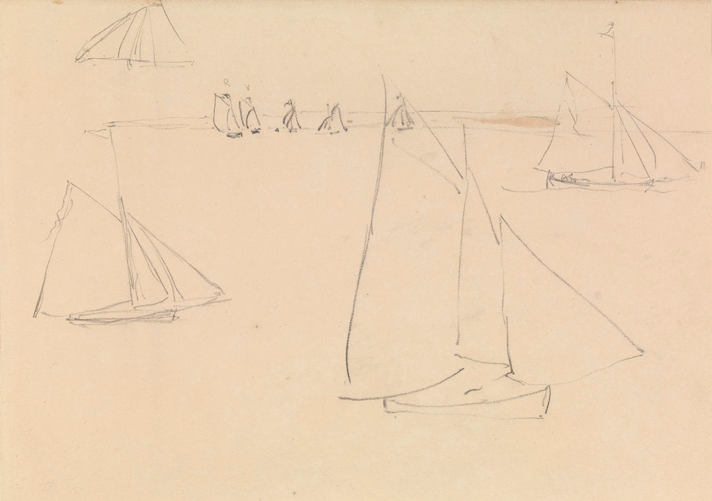 Detail of Studies of yachts sailing by John Christian Schetky