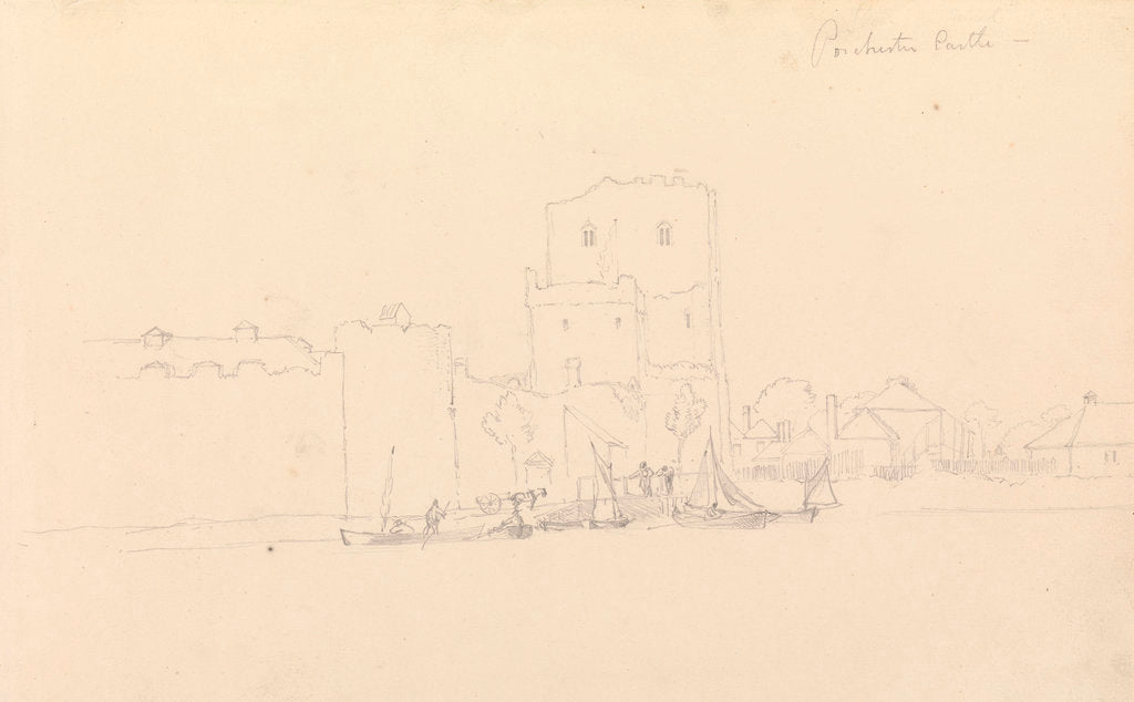 Detail of Drawing of Porchester Castle by John Christian Schetky
