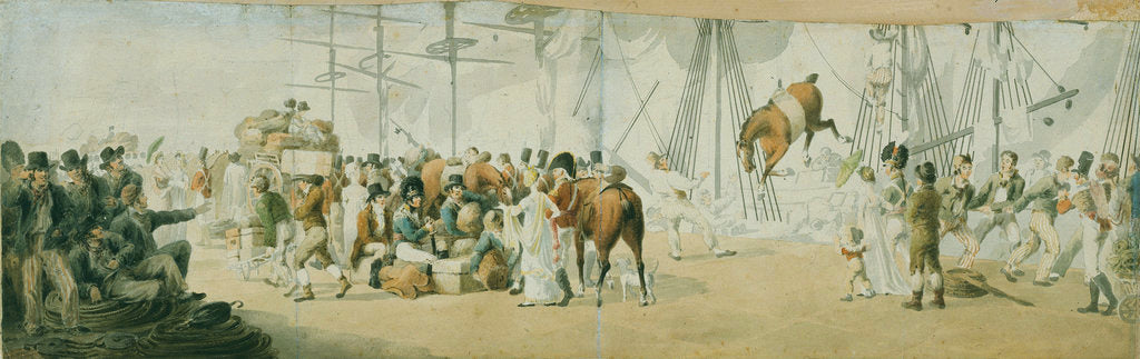 Detail of Embarking troops and horses at Margate, circa 1800 by John Augustus Atkinson
