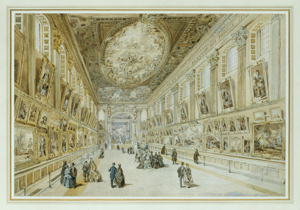 Detail of View of the Naval Gallery in the Painted Hall, Greenwich Hospital, in 1865 by L. H. Michael