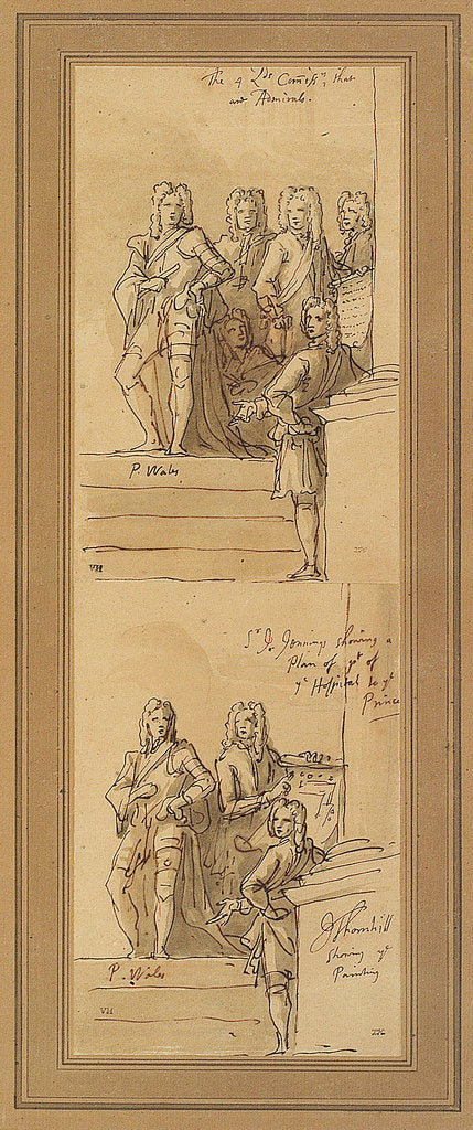 Detail of Sketches for the west wall of the Painted Hall, Greenwich by James Thornhill