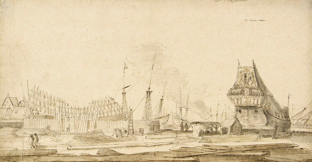 Detail of The pepper wharf of the Dutch East India Company, Amsterdam by Reinier Nooms