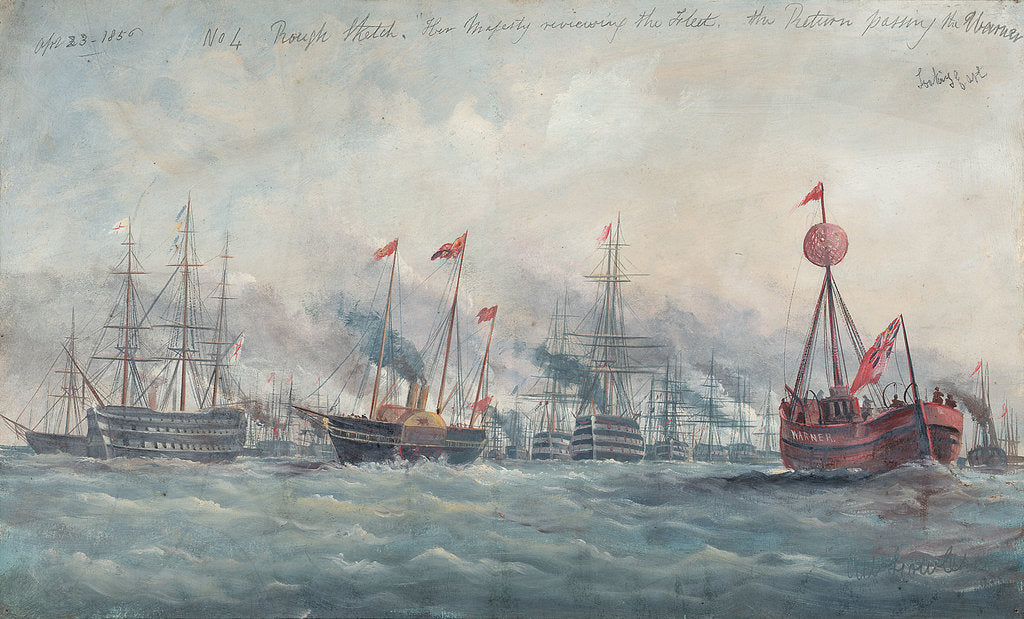 Detail of Her Majesty reviewing the fleet, 23 April 1856 by A.W. Howles