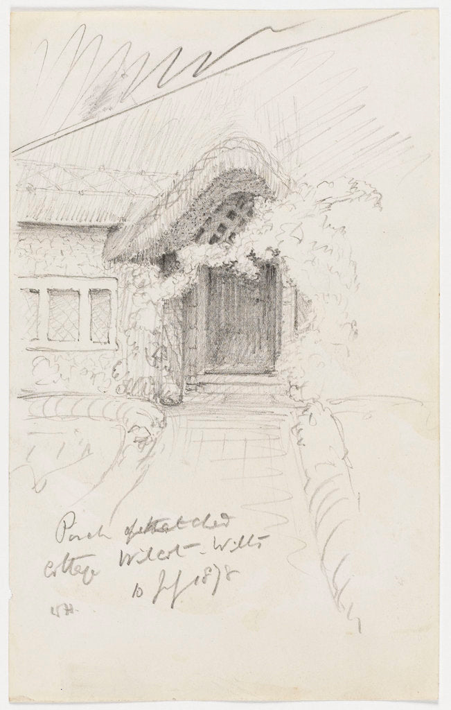 Detail of Porch of thatched cottage, Wilcot, Wilts, 10 July 1878 by William James Herschel