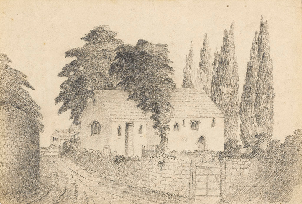 Detail of Old Upton church as before restoration (where Sir W.H. is buried)' by Mary Baldwin