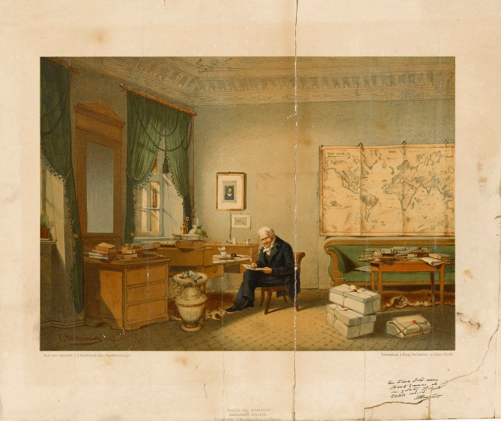 Detail of Alexander von Humboldt in his study by E. Hildebrandt