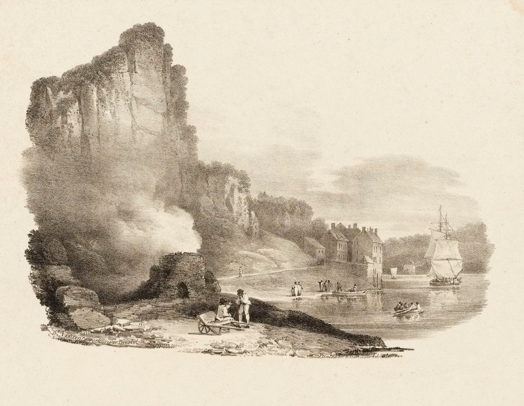 Detail of St Vincent rock near Bristol by Charles Joseph Hullmandel