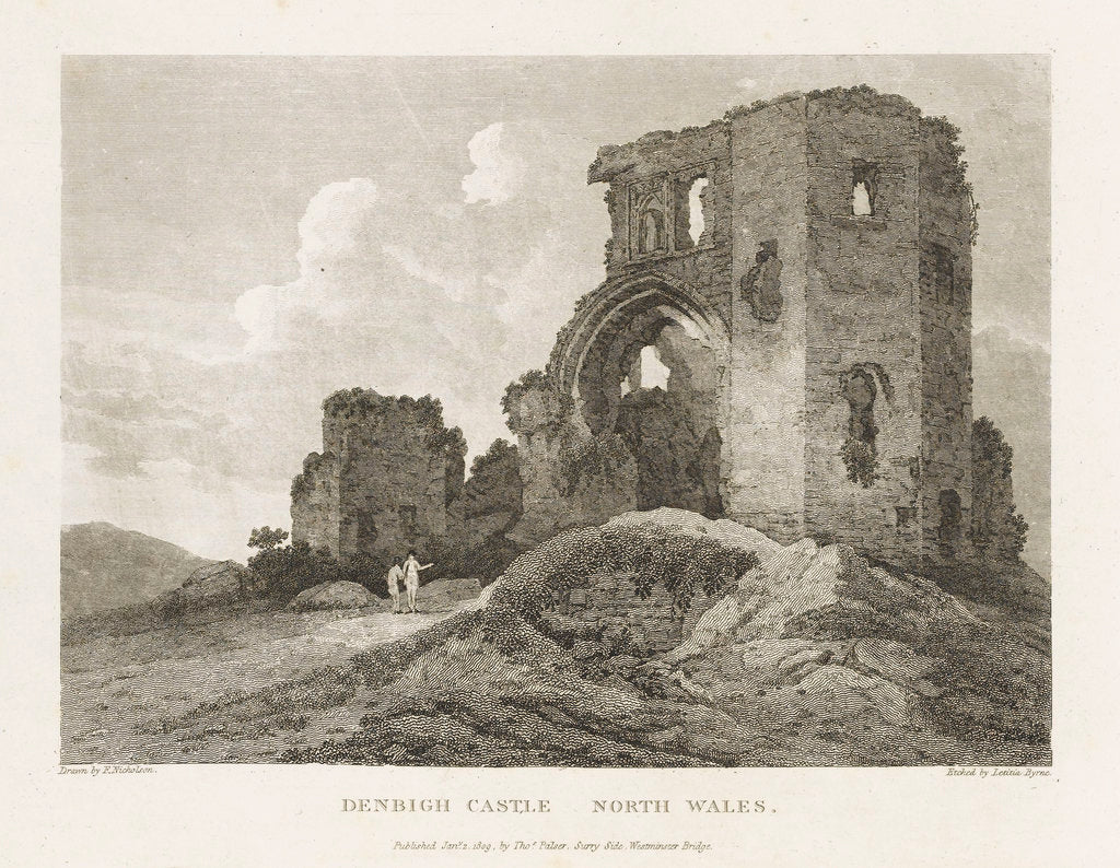 Detail of Denbigh Castle North Wales by Francis Nicholson
