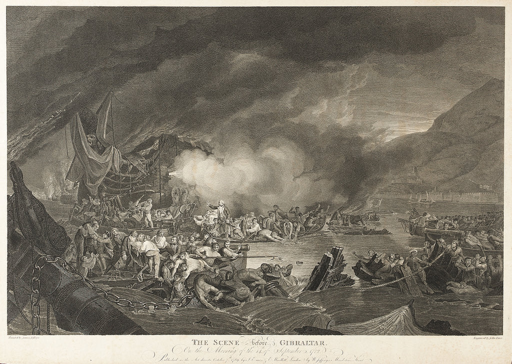 Detail of The scene before Gibraltar, 14 September 1782 by James Jefferys