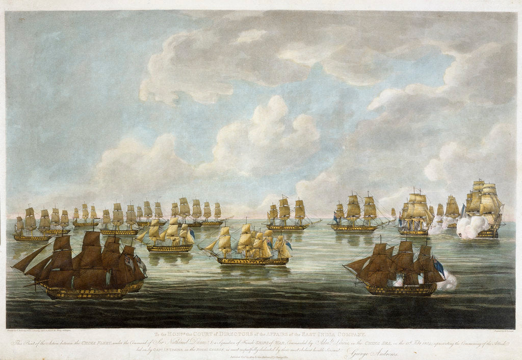 Detail of To The Honble East India Company. This Print of the Action between the China Fleet... by F Sartorius