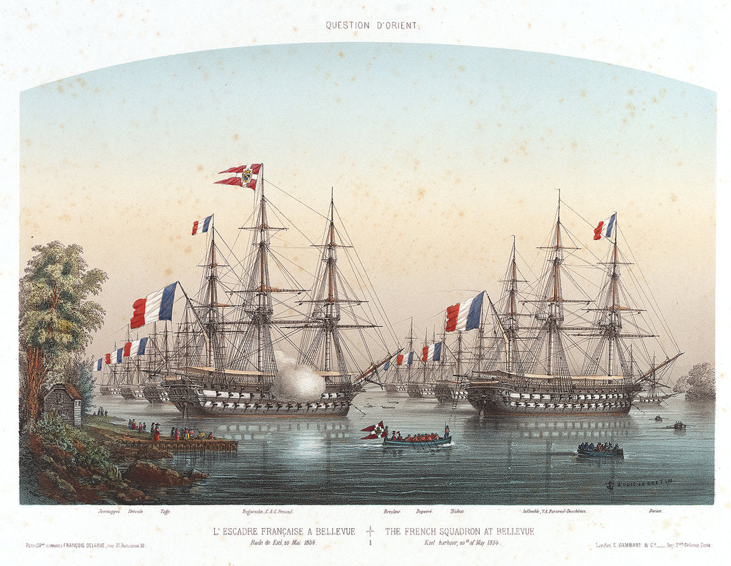 Detail of The French squadron at Bellevue, Kiel Harbour, 20 May 1854 by Louis Le Breton