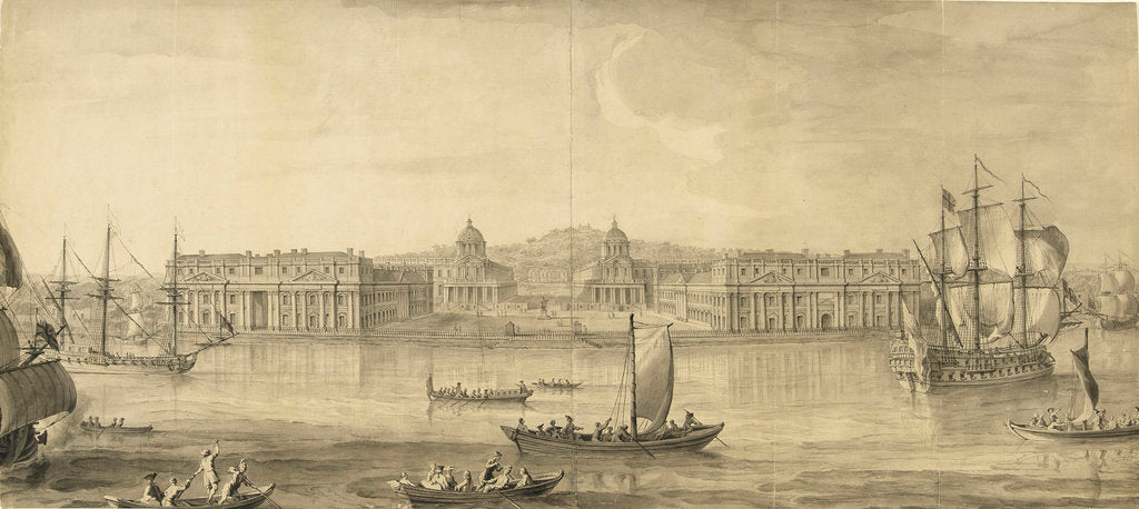 Detail of A prospect of Greenwich Hospital from the river by Jacques Rigaud