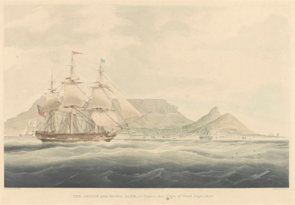 Detail of The Jessie and Eliza Jane in Table Bay, Cape of Good Hope, 1829 by Edward Duncan