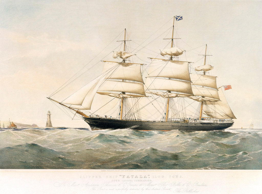Detail of Lithograph of Clipper Ship 'Yatala' by Thomas Goldsworth Dutton