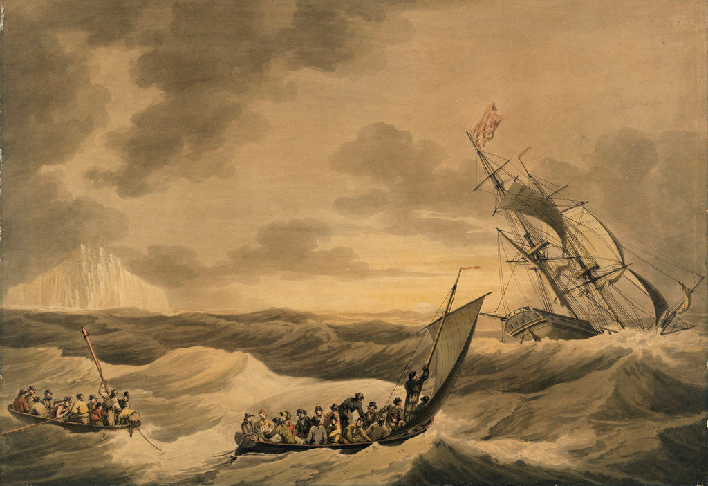 Detail of Loss of the Lady Hobart packet boat, also two lifeboat with survivors by John Thomas Serres