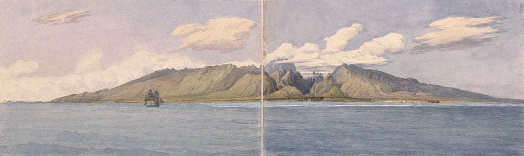 Detail of Tahiti [Society Islands]. The Ravine of Fautaua - Crown or Diademe Mountain in the centre of the Island, and the town of Papeiti, Augt 24th 1849 by Edward Gennys Fanshawe