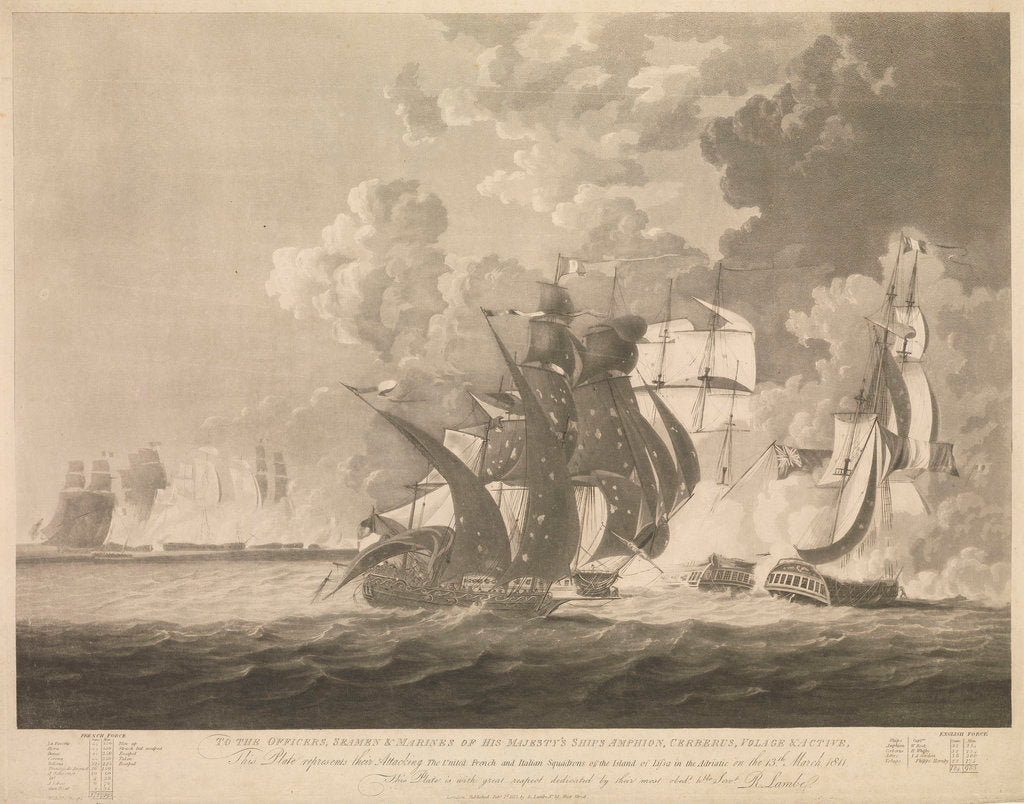 Detail of Defeat of the French and Italian squadron, 13 March 1811 by R. Lambe