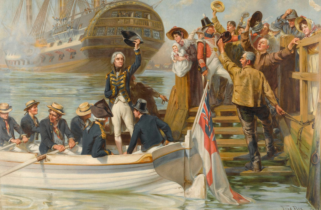 Detail of Good-Bye My Lads!' Nelson leaving Portsmouth to sail for Trafalgar on the 'Victory by Fred Roe