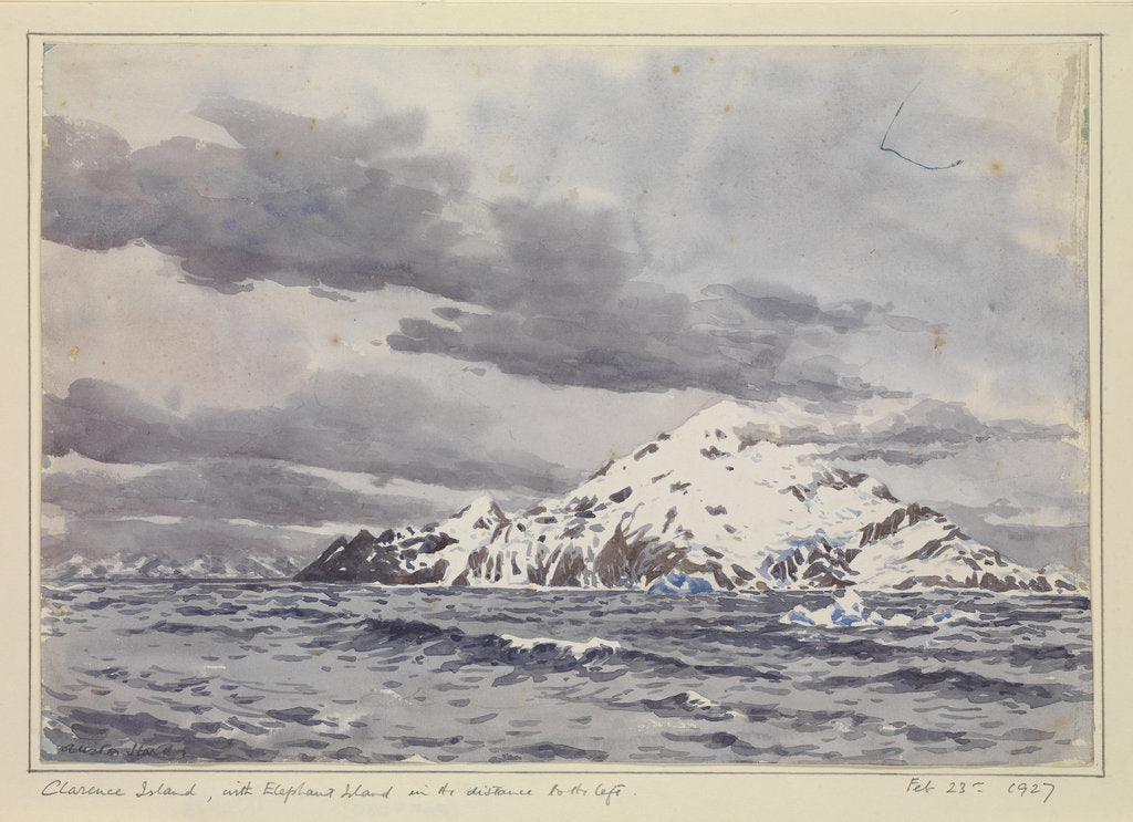 Detail of Clarence Island, with Elephant Island in the distance to the left, Feb 23rd, 1927 by Sir Alister Hardy