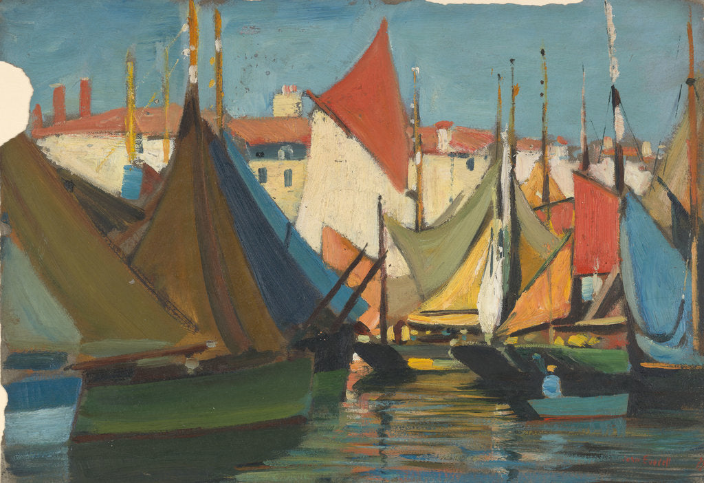 Detail of La Rochelle: fishing boats in the harbour by John Everett