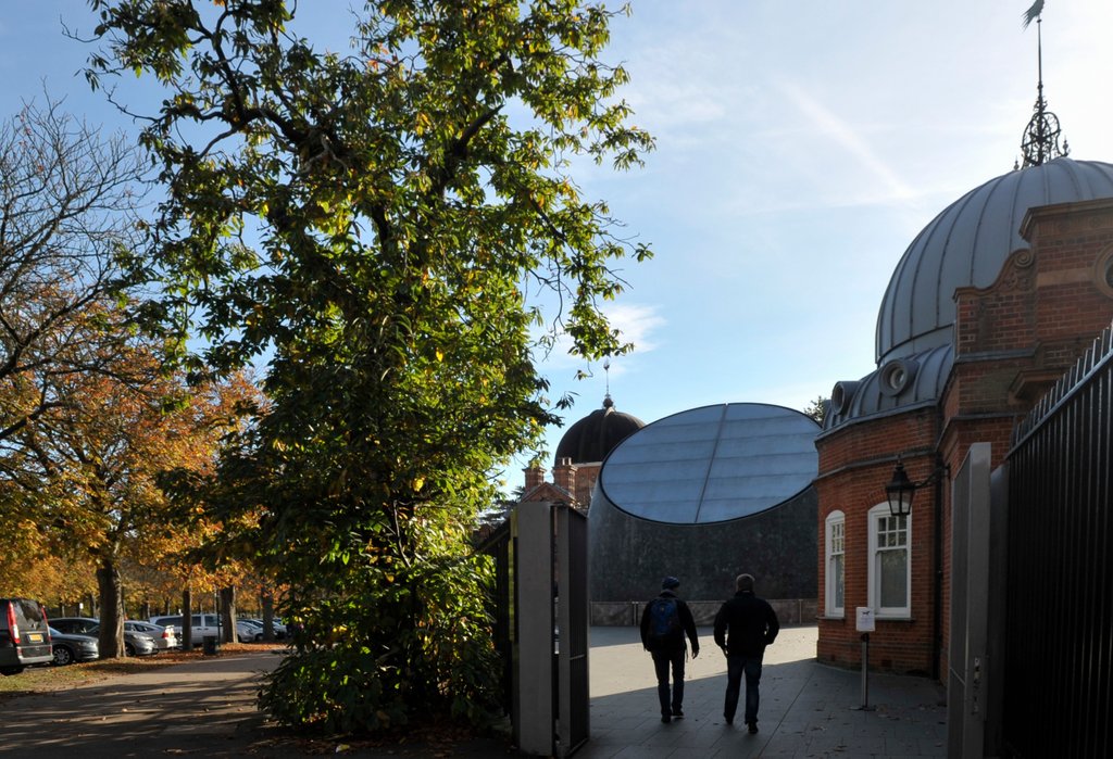 Detail of Autumnal image of the Royal Observatory Greenwich including, Flamsteed House, Peter Harrison Planetarium & Altazimuth building in the park by National Maritime Museum