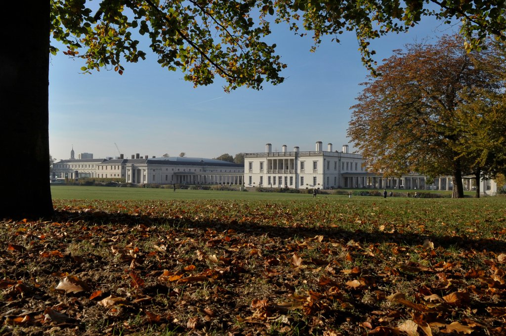 Detail of Autumnal image of the Queen's House in Greenwich including views from the park by National Maritime Museum