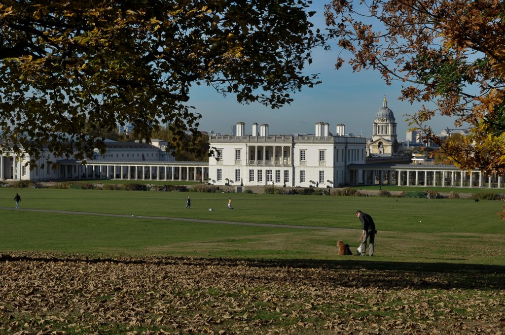 Detail of Autumnal image of the Queens House in Greenwich including views in the park by National Maritime Museum