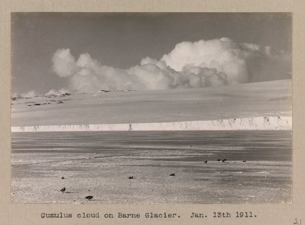 Detail of Cumulus clouds over the Barne Glacier by Herbert George Ponting