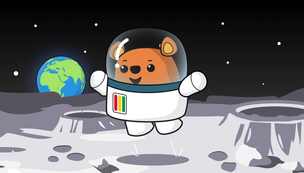 Detail of Space Ted on the Moon with Earth in the background by Anonymous