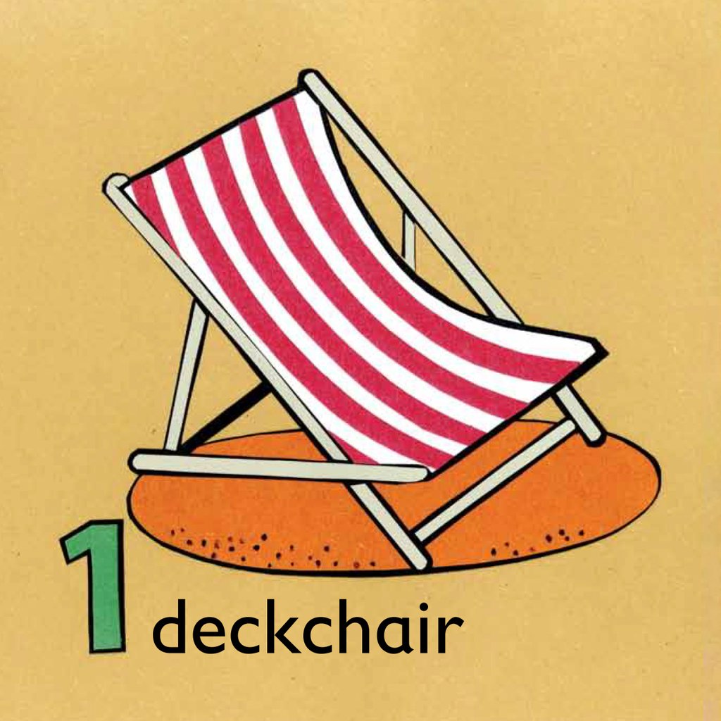 Detail of 1 deck chair children graphic by Anonymous