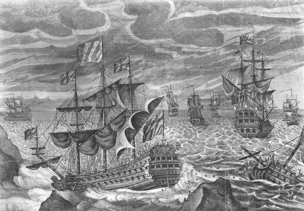 Detail of Sir Cloudisly Shovel in the Association with the Eagle, Rumney and the Firebrand, Lost on the Rocks of Scilly, October 22, 1707' by unknown